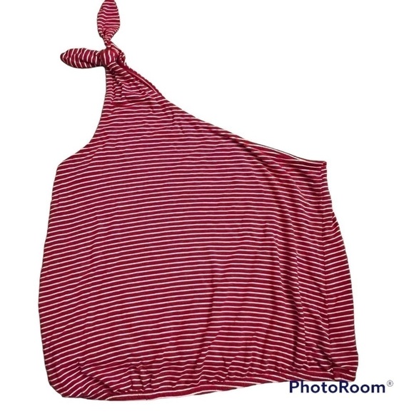 AMERICAN Eagle Outfitters Soft & Sexy tank red white striped one shoulder crop S - Picture 1 of 12